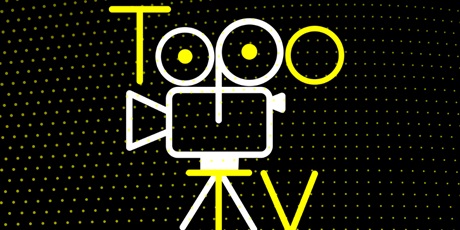 Powiększ grafikę: Grafika przedstawiająca od góry napis "Topo", poniżej kontur kamery oraz napis "TV" częściowo tworzący statyw kamery