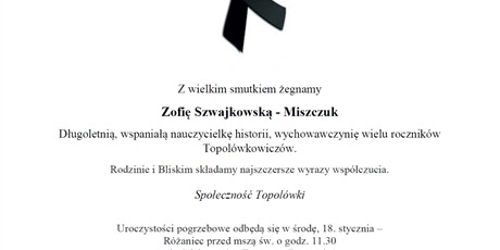 Pożegnanie Pani Zofii Szwajkowskiej-Miszczuk