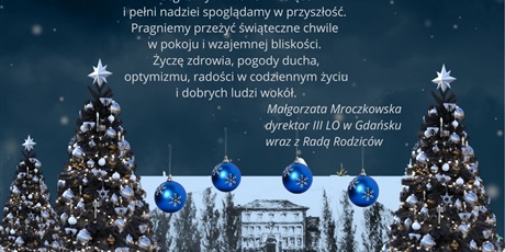 Powiększ grafikę: Zimowa grafika z życzeniami świątecznymi od p. Małgorzaty Mroczkowskiej